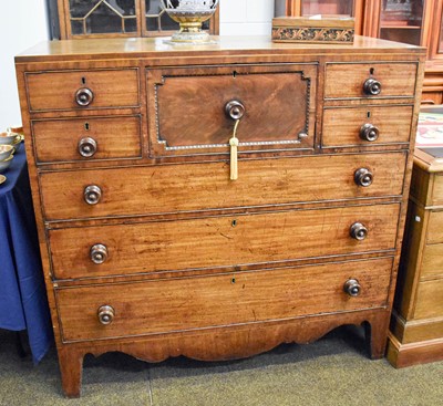 Lot 1308 - A George III Box Wood Strung Chest of Drawers,...