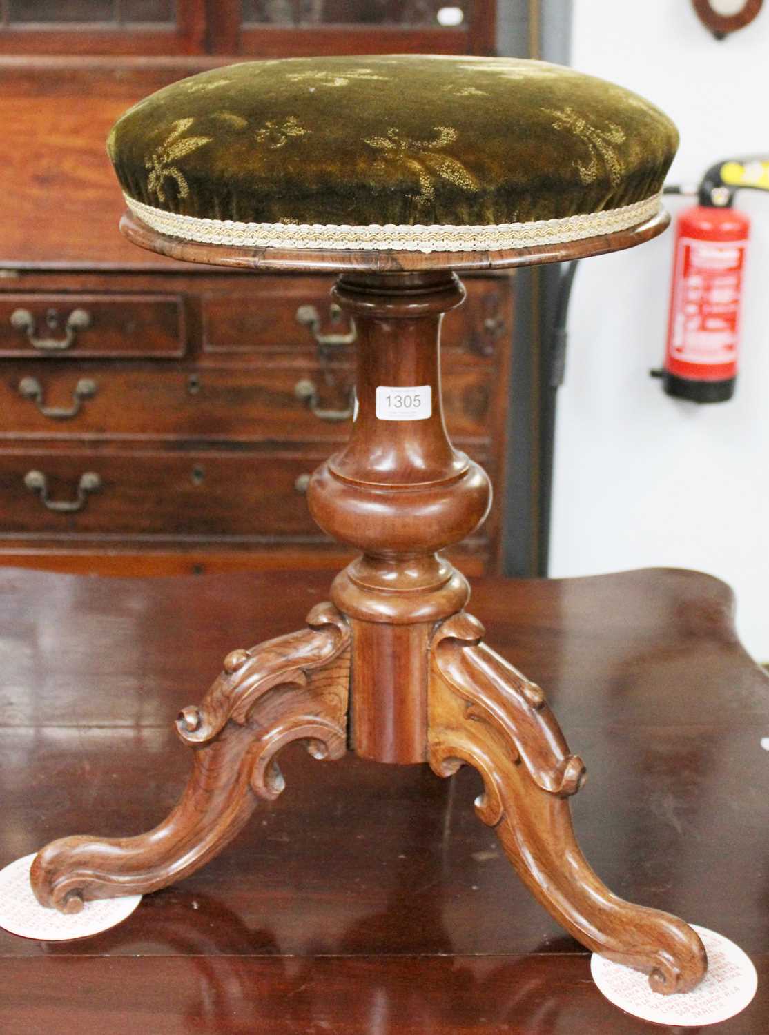 Lot 58 - A Victorian Rosewood Revolving Piano Stool,...