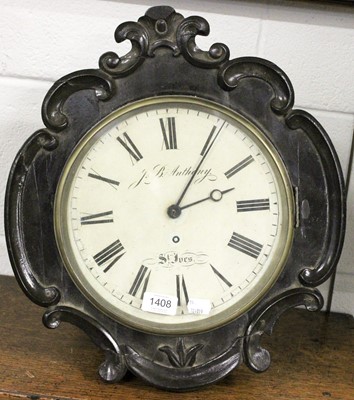 Lot 1408 - A 19th Century Oak Cased Wall Clock, the eight...