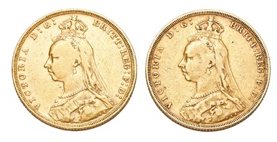 Lot 243 - 2x Victoria, Sovereigns 1892; both fine to...