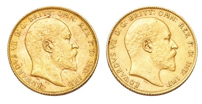 Lot 262 - 2x Edward VII, Sovereigns 1904; good very fine...