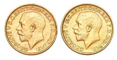 Lot 274 - 2x George V, Sovereigns 1912; both good very...