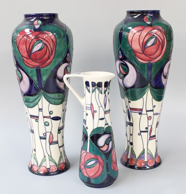 Lot 337 - A Pair of Modern Moorcroft Pottery Vases, a...