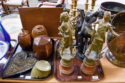 Lot 325 - Three Treen Tobacco Jars; together with a...