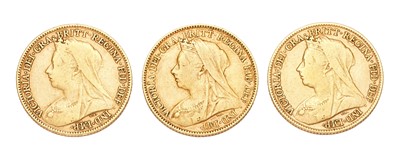 Lot 259 - 3x Victoria; Half Sovereigns 1895, 1896 and...