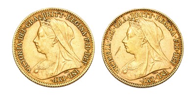 Lot 260 - 2x Victoria, Half Sovereigns 1896 and 1899;...