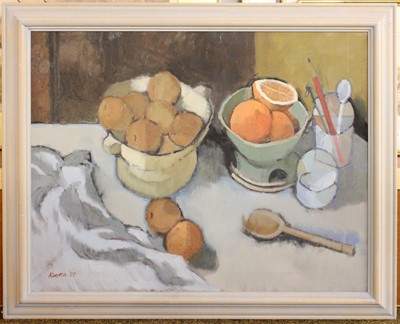 Lot 1082 - Arthur Keene (1930-2013) Still life of oranges...