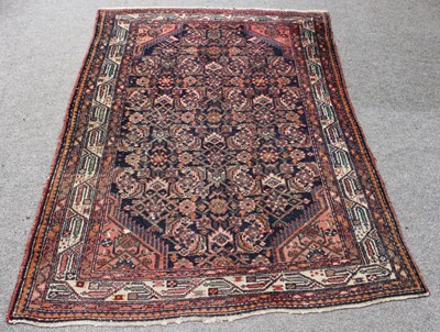 Lot 198 - Kurdish Rug, the deep indigo Herati field...