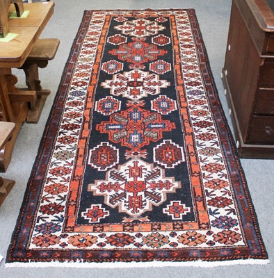 Lot 218 - North West Persian Runner, the midnight blue...