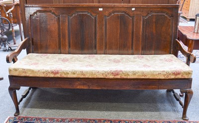 Lot 188 - An 18th Century Oak Settle, the back with four...