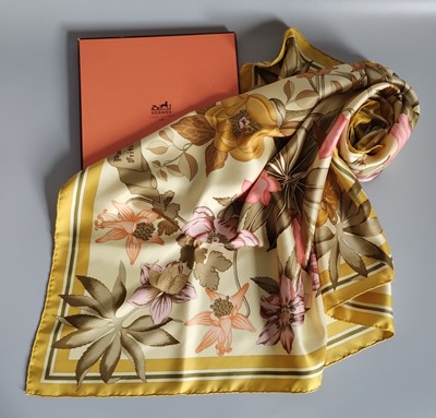 Lot 1028 - Hermès "Fleurs d'Hellade" Silk Scarf, by Niki...