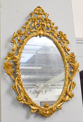 Lot 1309 - 20th Century Carved Gilt Wood Mirror, 72cm by...