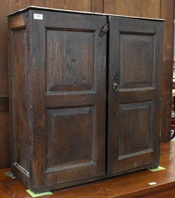 Lot 1346 - 18th Century Panelled Oak Cupboard, 78cm by...