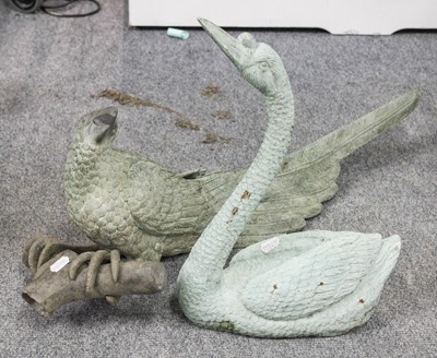 Lot 1466 - A Cast Metal Garden Statue, formed as a swan...