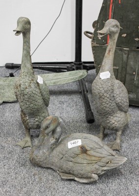 Lot 1467 - Three Small Cast Metal Garden Statues, formed...