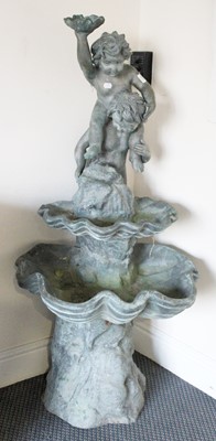 Lot 1477 - A Baroque Style Cast Metal Figural Fountain,...