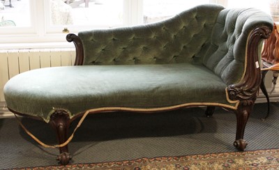 Lot 1483 - A Victorian Carved Rosewood Chaise Lounge,...