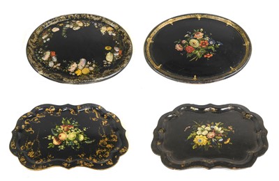 Lot 379 - A Toleware Tray, 19th century, of oval form,...