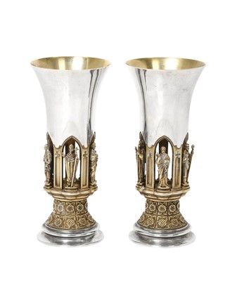 Lot 2175 - A Pair of Elizabeth II Parcel-Gilt Silver Goblets