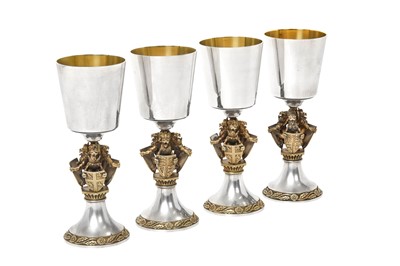 Lot 2173 - A Set of Four Elizabeth II Parcel-Gilt Silver Goblets