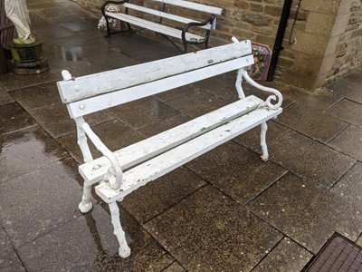 Lot 1257 - Victorian White-Painted Wooden Slatted Garden...