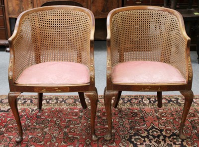 Lot 41 - A Pair of Walnut Chinoiserie Canework...