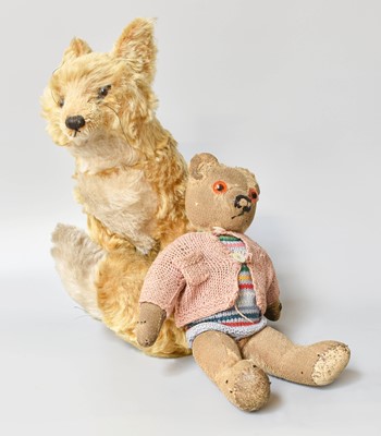 Lot 292 - Mid 20th Century Yellow Plush Seated Fox with...