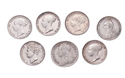Lot 71 - 7x 18th and 19th Century Sixpences, to include;...