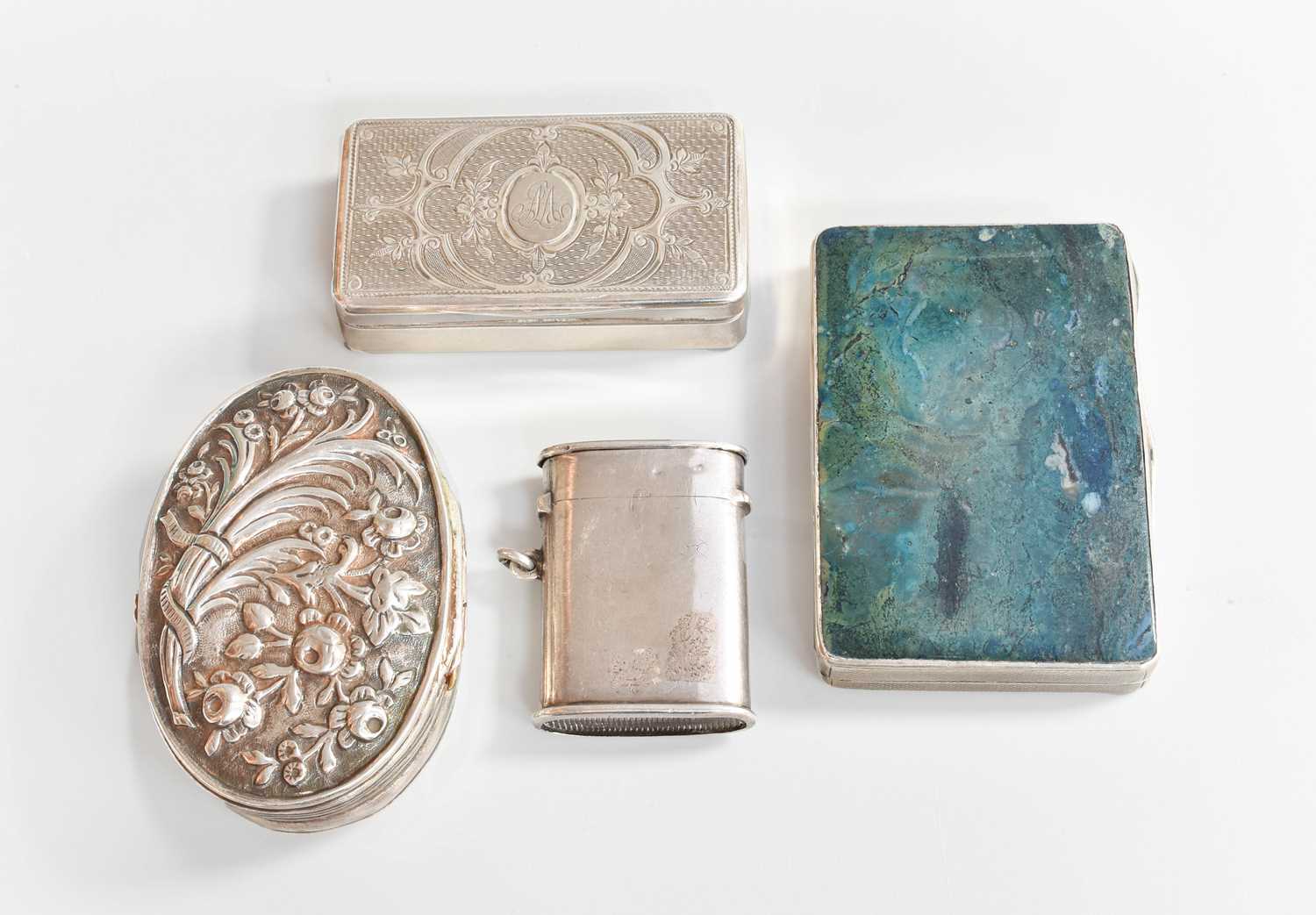 Lot 43 - Four Various Silver Boxes, including an oval...