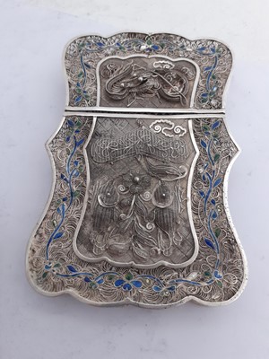 Lot 2076 - A Chinese Silver and Enamel Card-Case