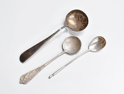 Lot 39 - Three Russian Silver Spoons, two with twisted...