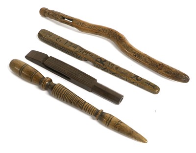 Lot 2220 - A Carved Knitting Stick, dated 1745,...