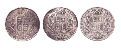Lot 93 - 3x Victoria, Crowns 1845, Anno Regni VIII,...