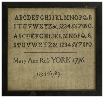 Lot 2224 - A Framed York Quaker School Alphabet Sampler...