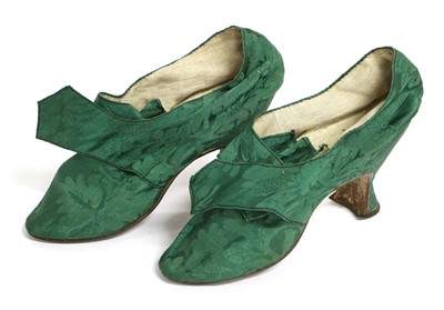 Lot 2253 - A Pair of Late 18th Century Green Silk Damask...