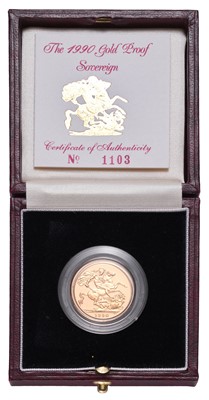 Lot 300 - Elizabeth II, Proof Sovereign 1990;...