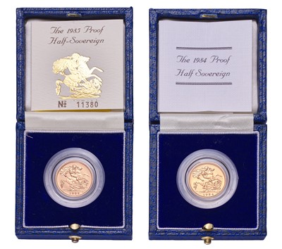 Lot 322 - 2x Elizabeth II, Proof Half Sovereigns, 1984...