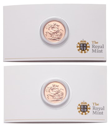 Lot 307 - 2x Elizabeth II, Sovereigns 2009; encapsulated...