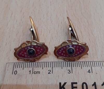 Lot 2119 - A Pair of Russian Sapphire and Enamel...