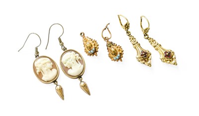 Lot 326 - Three Pairs of Drop Earrings, comprising of a...