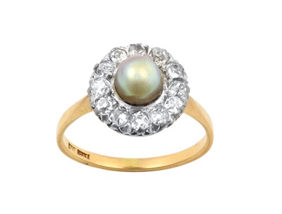 Lot 2133 - A Cultured Pearl and Diamond Ring the cultured...
