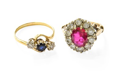 Lot 340 - A 9 Carat Gold Synthetic Ruby Cluster Ring,...