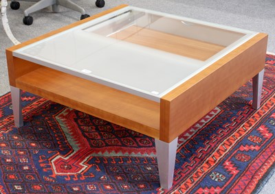 Lot 121 - A Modern Glass Top Single Drawer Coffee Table,...