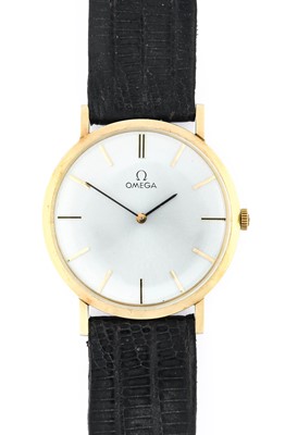 Lot 2391 - Omega: A 14 Carat Gold Wristwatch, signed...