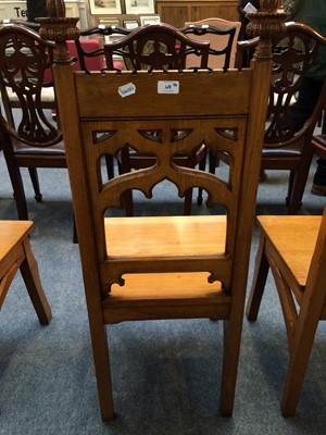 Lot 48 - A Set of Four Gothic Style Blonde Oak Panelled...