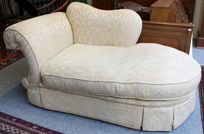 Lot 153 - A Yellow Brocade Upholstered Chaise Longue,...