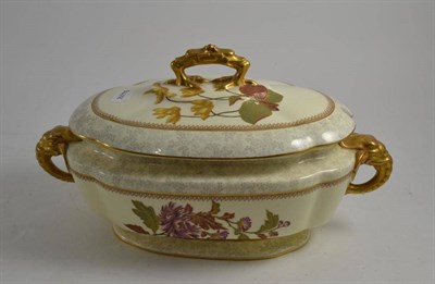 Lot 65 - A Royal Worcester blush ivory tureen with elephant handles