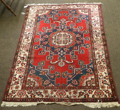 Lot 1027 - Tafrish Rug, the blood red field with central...