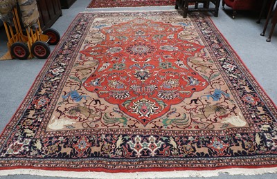 Lot 1006 - Unusual Oriental Carpet, the terracotta field...