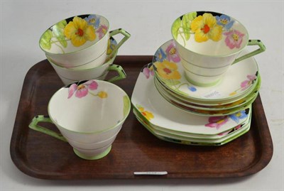 Lot 69 - Four Art Deco Paragon china trios, replicas of the service from the Queen Mary